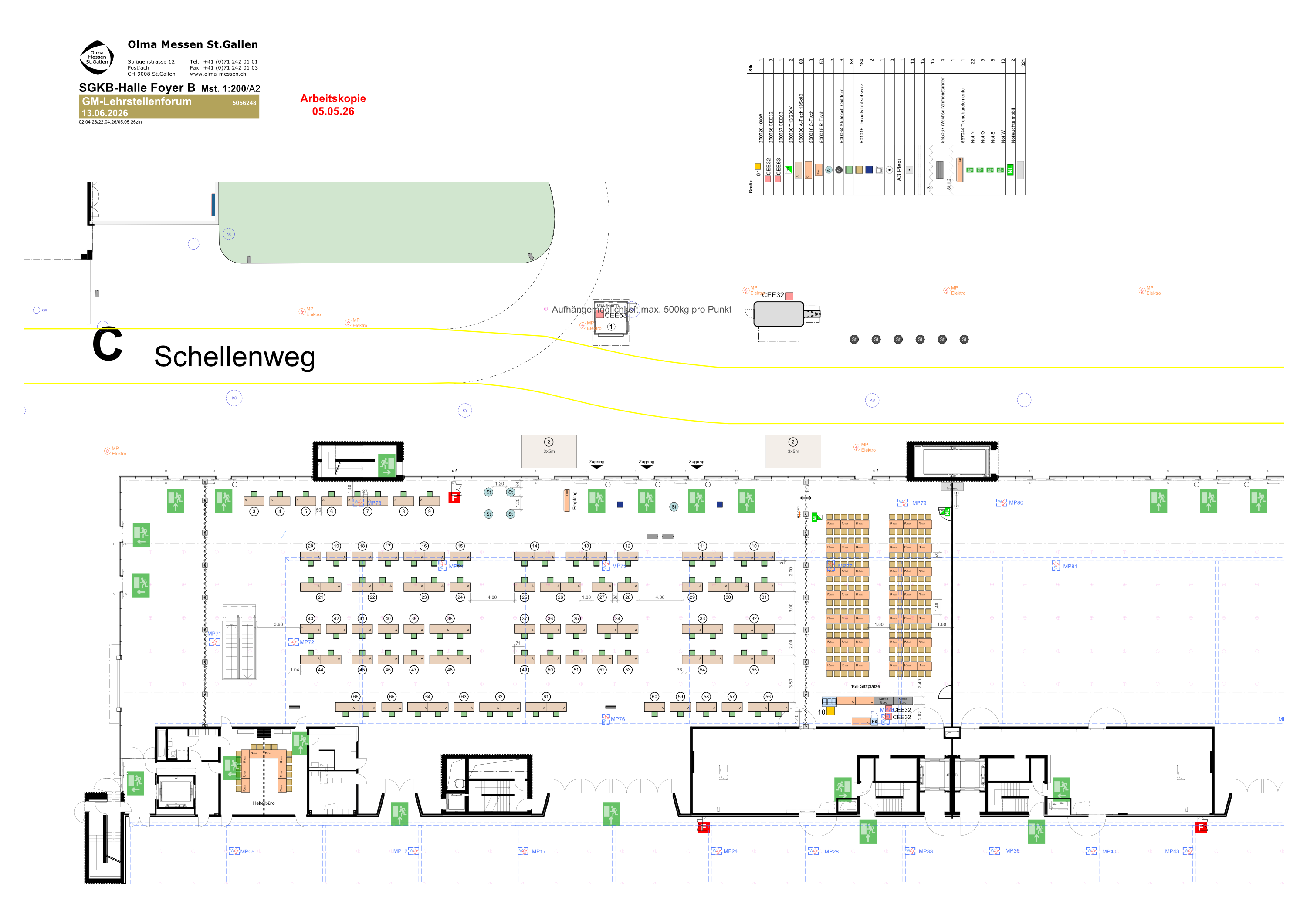 Hallenplan SGKB Halle GM Lehrstellenforum M1 200 A2 AK3